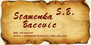 Stamenka Bačević vizit kartica
